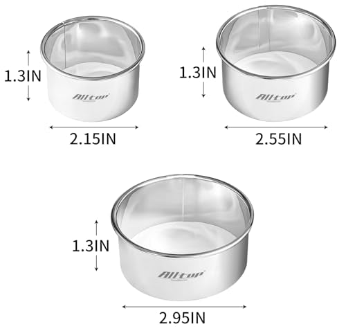 ALLTOP Circle Biscuit Cutter Set –Stainless Steel Baking Supplies for Effortless Round Cookie Shaping, Pastry & Fondant Tool Creation–Precise Cut Kitchen Utensil for Sandwich, Scone, Donut -3PC Round