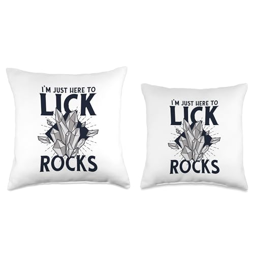 Best Rocks And Minerals Kit Guide Collection Gifts Just Here to Lick Rocks Geologist Mineral Collector Throw Pillow, 18x18, Multicolor - size: 18x18