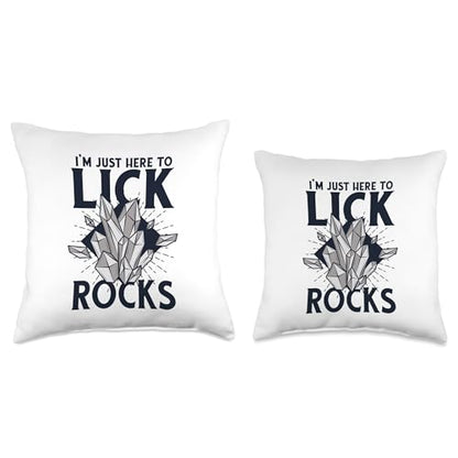 Best Rocks And Minerals Kit Guide Collection Gifts Just Here to Lick Rocks Geologist Mineral Collector Throw Pillow, 18x18, Multicolor - size: 18x18