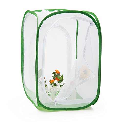 Two Doors Monarch Butterfly Habitat, Insect Mesh Cage, Caterpillar Enclosure Terrarium Pop-up (15.7 X 15.7 X 24 Inches) - size: 15.7 X 15.7 X 24 Inches