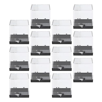 DOITOOL 12 Pack Mineral Specimen Storage Boxes Clear Plastic Specimen Display Cases 1.37 Inch Square Rock Display Containers for Home Collecting and Scientific Use