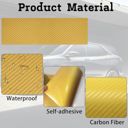 QianBao Compatible with Gold Carbon Fiber 11.8" x 4" Chevy Bowtie Emblem - color: Gold