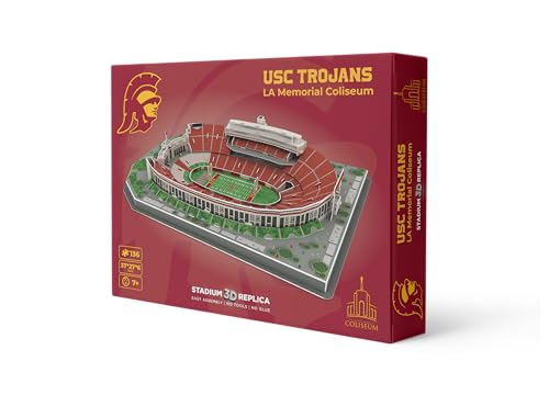 Pro Lion 3D Jigsaw Puzzle of Los Angeles Memorial Coliseum - 136 Pieces | 2 Hour Build Time | Home of USC Football Team | American College Football Gifts for Boys, Men & Kids Aged 8 & Up | Sports Fans - color: Home of Usc Football Team