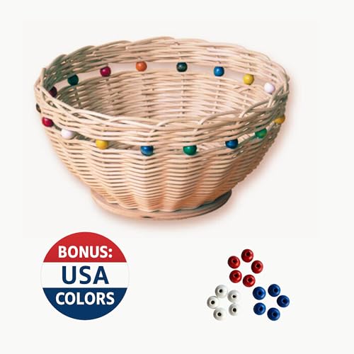 PEDDIG SHOP Beaded Basket Weaving Kit – DIY Rattan Craft Set for Beginners & Adults – Complete Basket Making Kit with Wooden Beading & Step-by-Step Guide