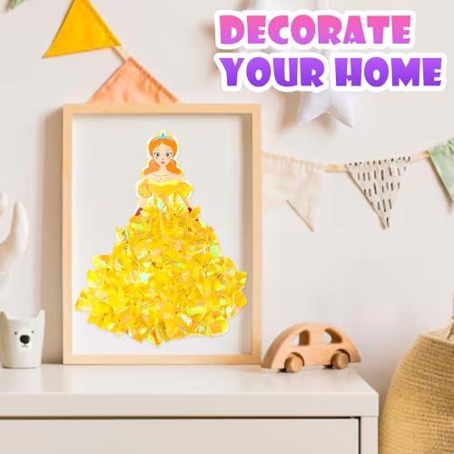 Poke in Fun Art Flower & Princess &Unicorn Craft Kits for Kids,Arts and Crafts for Kids,Mess Free Kids'Paper Craft Kits,DIY Art Supplies Creative Activity Birthday Gifts,Toys for Girls Boys Ages 4-10+ - style: Princess 2