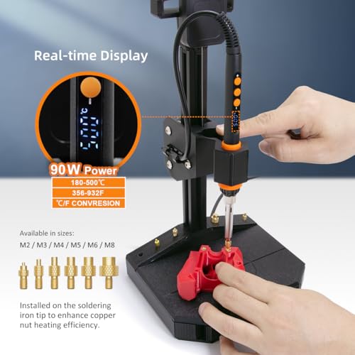 Vertical Heat Set Insert Tool with 90W Soldering Iron for 3D Printed Parts - color: Vertical Heat Pressing Machine
