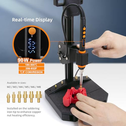 Vertical Heat Set Insert Tool with 90W Soldering Iron for 3D Printed Parts - color: Vertical Heat Pressing Machine