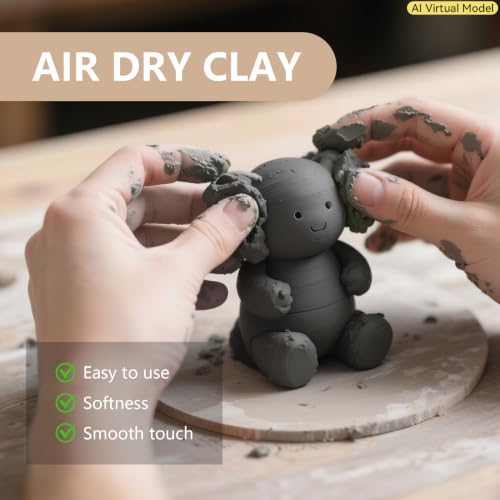 VIBRATITE 10LB Air Dry Clay, Dark Gray Modeling Pottery Clay Bulk - color: Dark Gray