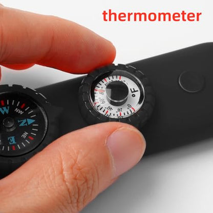 Emergency Survival Safety Whistle，Whistle for Kids with Lanyard,Compass,Thermometer,Ideal for Kayaking, Boating, Hiking, Camping, Climbing - color: Black 2pcs