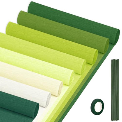 Crepe Paper Streamers 8 Rolls, 10 x 98Inch 8 Green Colors - color: Green