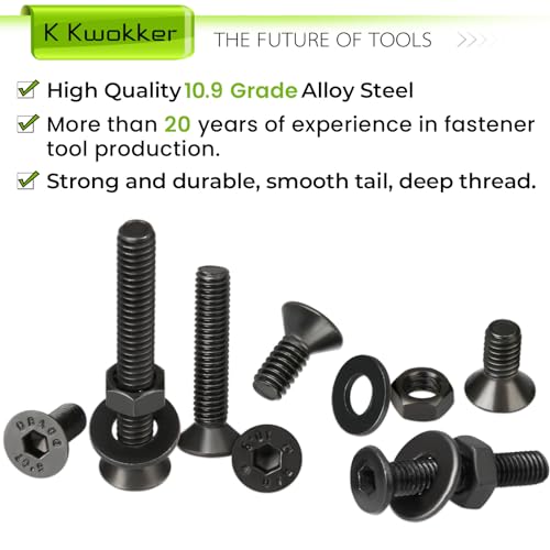 1023Pcs M3 Screw Assortment 13 Lengths 4mm to 40mm, Hex Socket Flat Head 10.9 Alloy Steel Nuts and Bolts Assortment Kit, Metric Machine Screws and Nuts, Washers, Black - size: C. M3
