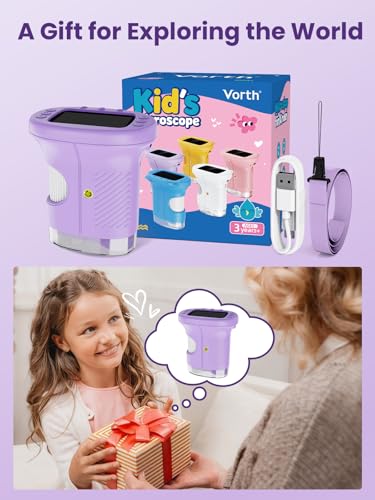 Microscope for Kids, 2.4 Inch Digital Microscope with 1000X Magnification, Handheld Camera Mini Pocket Magnifying Glass, Educational Birthday Gifts Toys for Ages 3+, Purple - color: Purple
