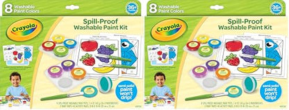 Crayola Spill Proof Paint Set (8ct), Washable Toddler Paint Kit, with Brushes, Pots, Activity Pages, Arts & Crafts Kit, Gift for Toddlers, Ages 3+ (Pack of 2) - size: 1 Count (Pack of 2), style: Spill Proof Paints