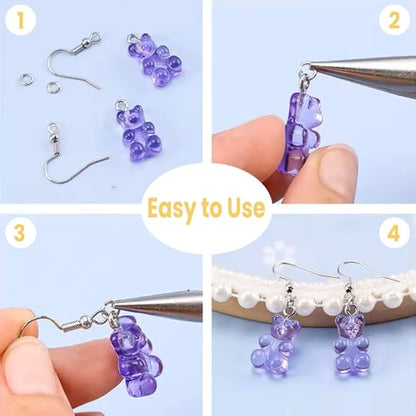 Hypoallergenic Earring Hooks, Ear Wires Fish Hooks, 600 Pcs Silver Earing Making Supplies Kit with Earring Backs and Jump Rings for DIY Jewelry Making (Silver) - color: Silver