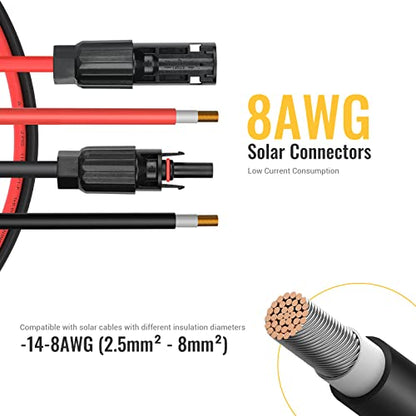 BougeRV 12 PCS Solar Connector Solar Panel Cable Connectors Solar Panel Connectors Kit Solar Connector with Spanners IP68 Waterproof 6 Pairs Male/Female (8AWG) - size: 6 Pairs 8AWG Male/Female & 1 pair of spanners