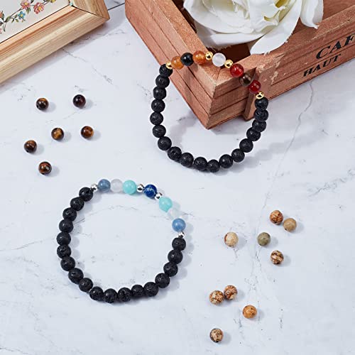 SUNNYCLUE 1 Box Solar System Planet Bead Natural Gemstone Beads 6mm Bulk Multilayer Beading Bracelet Making Kit Lava Rock Loose for Jewelry Making Universe Galaxy Sewing Scissors - color: 6mm Beads Gift Box