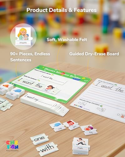 CHEFAN Sentence Building for Kids, CVC Word Builder, Phonics & Sight Words - color: Cvc Sentence Building