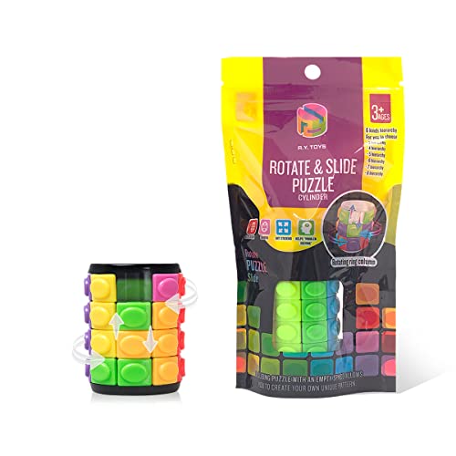 R.Y.TOYS Rotate and Slide Puzzle-Design Patent,Fidget Toys(Restore Order/Create Patterns) 8 Colors,4 Layers-Detach Piece for Quick Play,Brain Teaser,Sensory Toys,Birthday Gifts,Easter Basket Stuffers - color: 8 Colors X 4 Layers