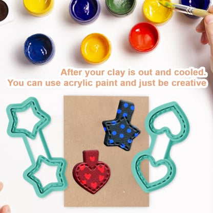 12Pcs Basic Shape Polymer Clay Cutters Geometric Keychain Clay Earrings Cutters Polymer Jewelry Cutter for Earrings Making Birthday Party DIY Supplies - color: Geometric