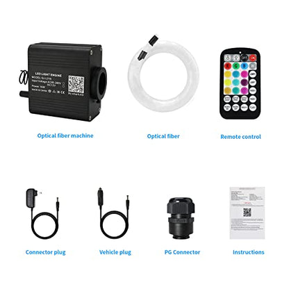 AMKI 16W Starlight Headliner Kit Twinkle+Sound Activated 600pcs 0.03in9.8ft Cable End Glow Fiber Optic Light APP/Remote Control RGBW Starlight Box for Car Home Star Ceiling Decor - size: 600pcs*0.03in*9.8ft+Regular