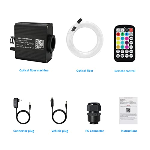 AMKI 16W Starlight Headliner Kit Twinkle+Sound Activated Mixed 460pcs 9.8ft Cable End Glow Fiber Optic Light APP/Remote Control RGBW Starlight Box for Car Home Star Ceiling Decor - size: 460pcs*(0.03in+0.04in+0.06in)*9.8ft+Regular