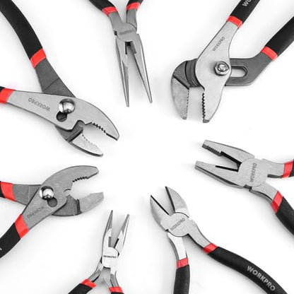 WORKPRO 7-piece Pliers Set, Pliers Tool Set with Comfort Grip, Black - color: Black