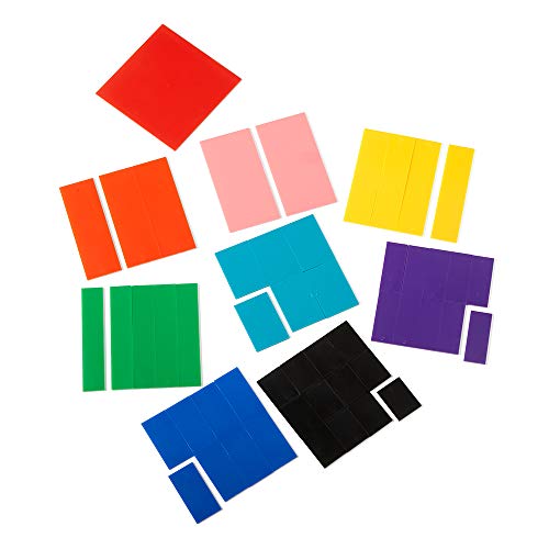 hand2mind Rainbow Fraction Squares, Montessori Math Materials, Fraction Manipulatives, Unit Fraction, Math Manipulatives for Elementary School, Homeschool Supplies (Set of 15) - style: Square