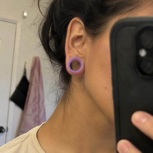 Oyaface 20 PCS Piercing Tunnel Set Soft/Hard Silicone Flesh Ear Plugs 2g-25mm Flexible Ear Stretching Gauge Expander - color: Purple(thin)