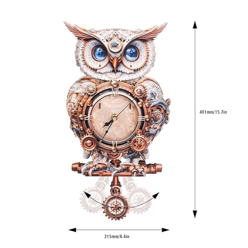 KAAYEE 3D Puzzles for Adults Mechanical Owl Clock DIY Wooden Puzzle Craft - color: Owl