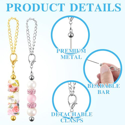 16PCS Beadable Keychain Bar Bulk, Keychain Making Kit - color: Multicolor