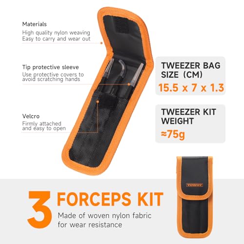 TOWOT 3 PCS Precision Tweezers Set, Premium Anti-static Stainless Steel Electronics Tweezers for Craft, Soldering, Jewelry Making, and Experimental Work Industrial Tweezers - style: set