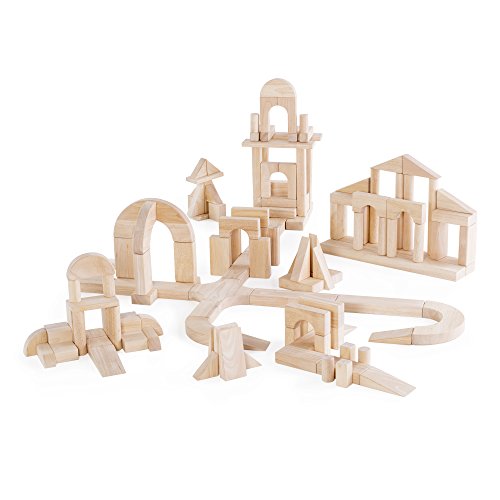 Guidecraft Unit Blocks Set D – 135 Piece Set: STEM Educational Creative Construction Toy for Toddlers, Wooden Block Play Building Set - size: 135 Pieces