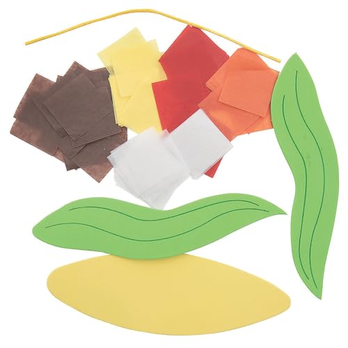 Fun Express Crinkle Tissue Paper Corn Craft Kit - Makes 12 - No Glue Needed - Fall Crafts for Kids