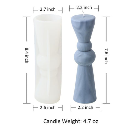 Hourglass Geometric Pillar Silicone Mold Stripe Column Candle Resin Mold- L - size: Hourglass L