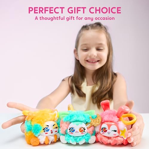 Klever Kits DIY Plush Keychain Making Craft, DIY Arts & Craft Set with 3 Models, Create Your Own Stuffed Keychain for Boys and Girls Ages 6 7 8 9