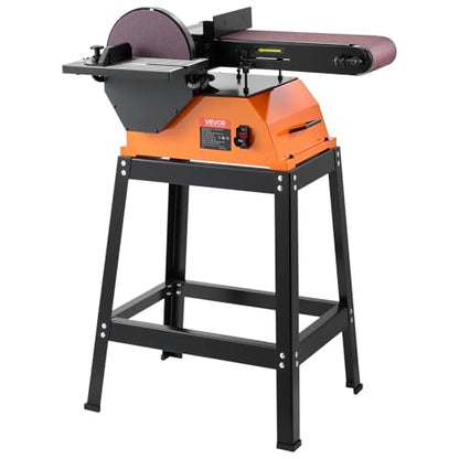 VEVOR Professional Belt Sander with Stand, 9" Disc & 6" x 48" Belt Sander Combo, 800W Sanding Machine with 0-45° Adjustable Worktable for Woodworking, Furniture Refinishing, Knife Sharpening - size: 9" Disc & 6" x 48" Belt Sander Combo