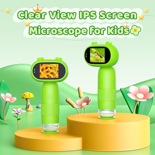 Leipan Pocket Microscope for Kids, 2'' IPS 1080P Magnifier with Light
