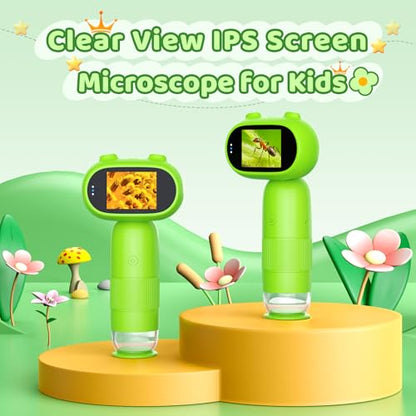 Leipan Pocket Microscope for Kids, 2'' IPS 1080P Magnifier with Light