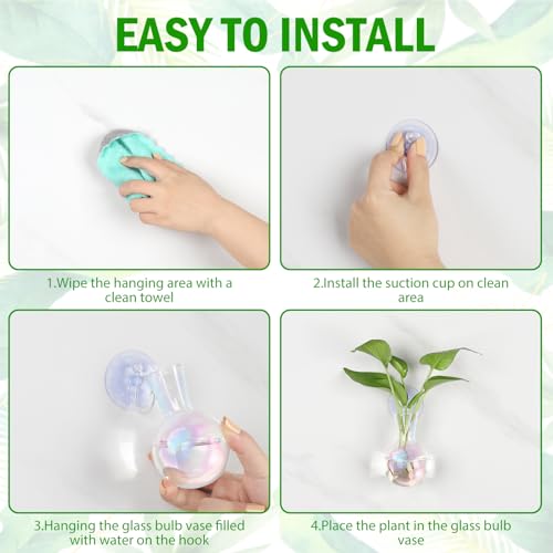 Bunmery 4 pcs Iridescent Window Propagation Stations, Easy to Install Plant Propagation Bulbs with Suckion Cups, No Nails Wall Hanging Planter Propagation Station, Glass Plant Terrarium Vase - color: Iridescent Bulb, size: 4 PCS