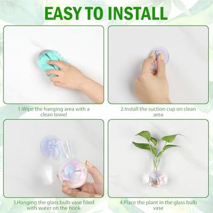Bunmery 4 pcs Iridescent Window Propagation Stations, Easy to Install Plant Propagation Bulbs with Suckion Cups, No Nails Wall Hanging Planter Propagation Station, Glass Plant Terrarium Vase - color: Iridescent Bulb, size: 4 PCS