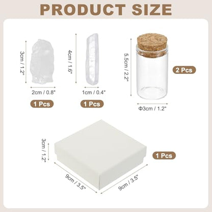 uxcell 2Pcs Crystal Gemstone Bottles, Natural Crystal Stone Bulk with Glass Display Jar Mini Stuff Collectible Adornments for Home Office Centerpiece Collection Gift, White/Clear - color: White/Clear