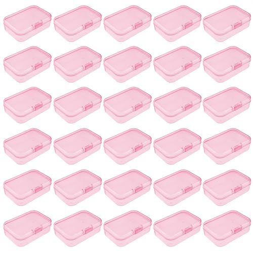 Goodma Mini Rectangular Plastic Storage Boxes, Pink, 2.6x1.8x0.8in - color: Pink, size: 65 x 45 x 20 mm