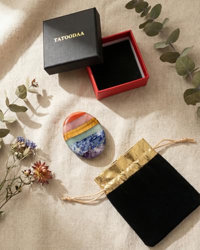 7 Chakra Thumb Worry Stone for Anxiety Relief - Natural Healing Crystals for Stress Relief, Meditation & Reiki - Oval Pocket Sensory Fidget Alleviate - Spiritual Birthday Gifts for Women & Mom - color: Colorful (Set 63)
