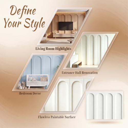 Arch MDF Wall Molding Kit 4 Sets Pre Cut 118 x 31.5 Inch Board and Batten Wall Panel Kit,MDF Paneling Kit Easy Install Paintable DIY Accent Decor for Bedroom Living Room Doors