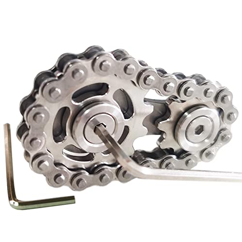 Stainless Steel Sprocket Fidgets Chain Fidget Cube Gears Linkage Bike Chain Novelty Fidget Block Kinetic Desk Toy Metal EDC Focus Meditation Break Bad Habits ADHD - color: Silver