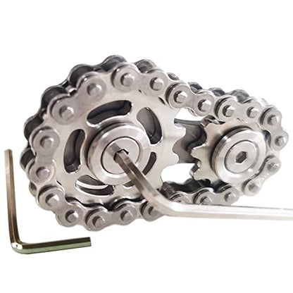 Stainless Steel Sprocket Fidgets Chain Fidget Cube Gears Linkage Bike Chain Novelty Fidget Block Kinetic Desk Toy Metal EDC Focus Meditation Break Bad Habits ADHD - color: Silver