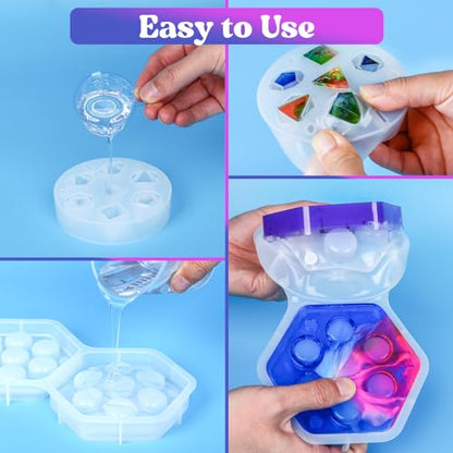 KISREL Dice Resin Molds, DND Dice Set and Organizer Box Epoxy Resin Mold - size: Dice Resin Molds - 7pcs