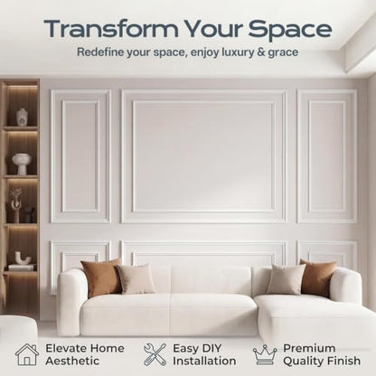 3-Set Peel and Stick Wall Molding Kit, Premade Wainscoting Panels