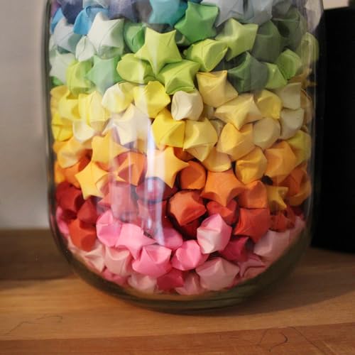 MECCANIXITY 136pcs Pre-made Origami Lucky Stars Paper Wishing Star Dark Brown for Best Wish Christmas Party Wedding Valentine's Day Girl Friends Gift - color: Dark Brown