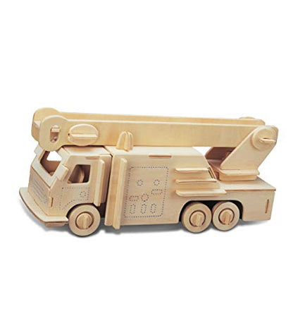 Puzzled 3D Puzzle Fire Engine Vehicle Wood Construction Kit - 67pcs Pack